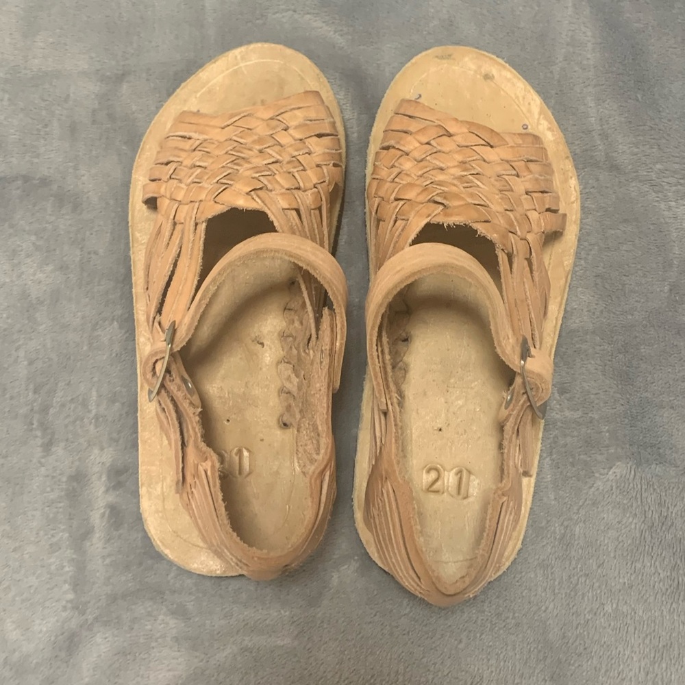 Boys brown Ankle Strap Open Toe sandals size 5.5 21 - Picture 6 of 7